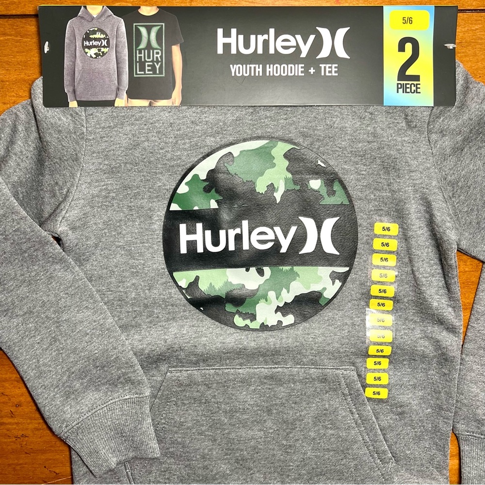 2 Hurley Tops Bundle Hoodie & Tee Youth Kid’s Boys Girls Unisex 7/8 10/12 14/16